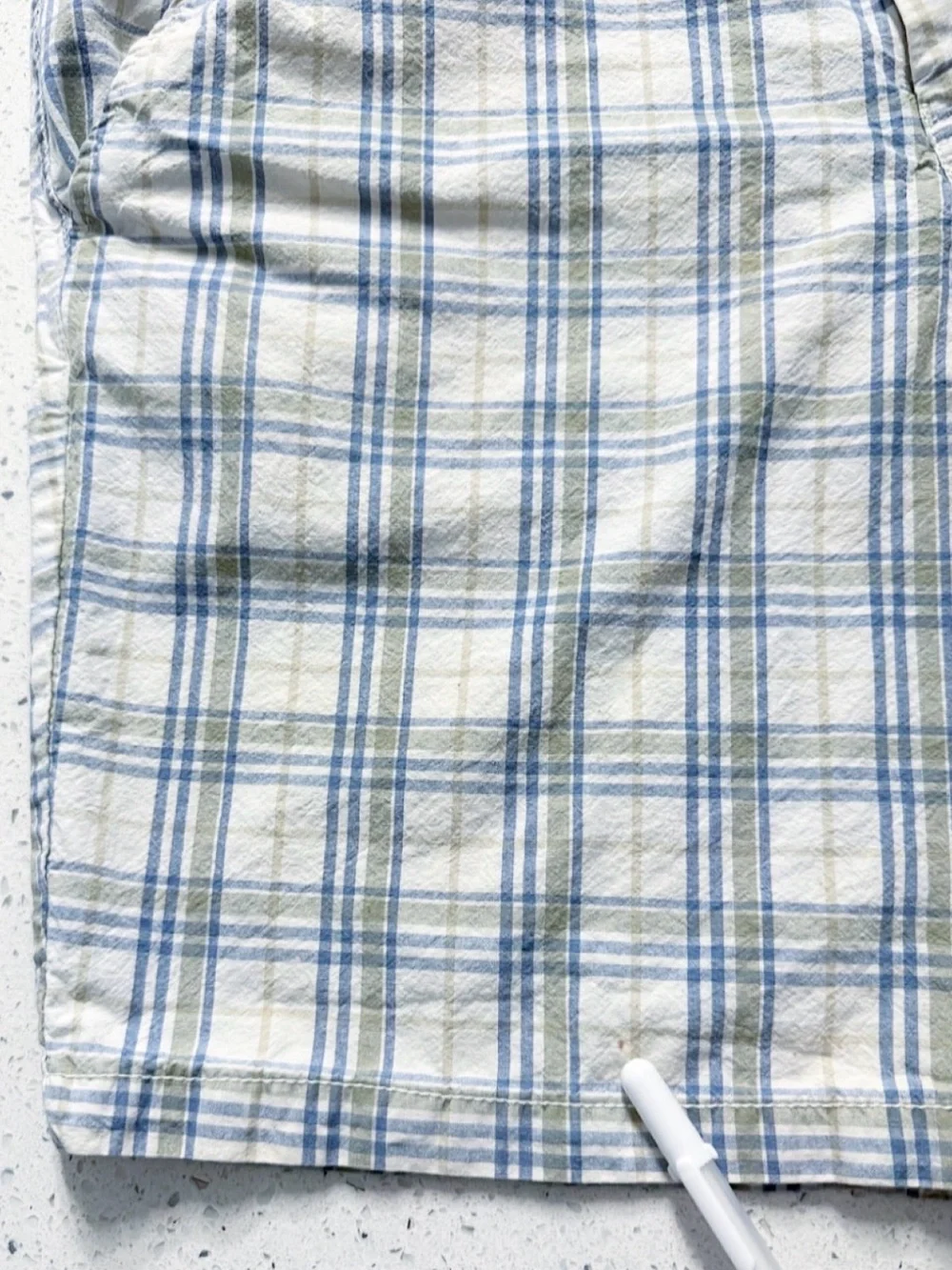 Old Navy Plaid Chino Shorts Men’s Size 33 Blue Green White Cotton Casual